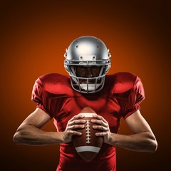 American football player in red jersey 