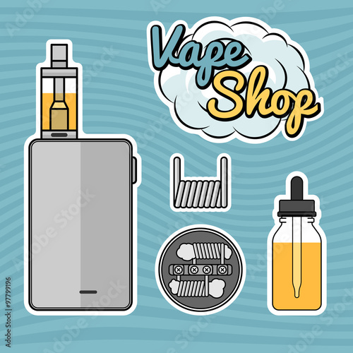 Vape icon set. Vector flat style illustration