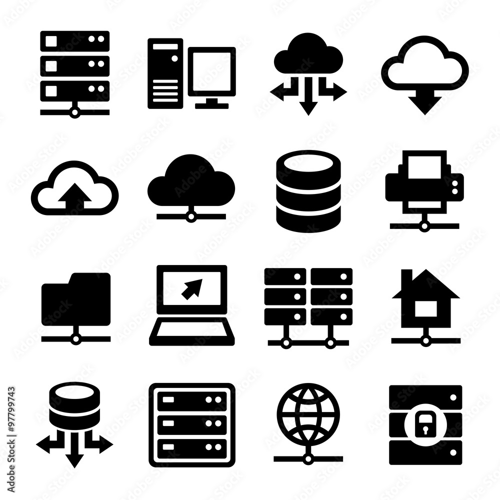 Big Data Center and Server Icons Set. Vector Stock Vector | Adobe Stock