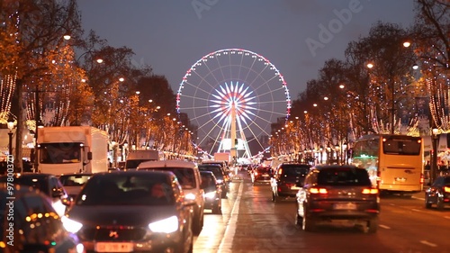 Champs-elysees street by night, Paris, night lights