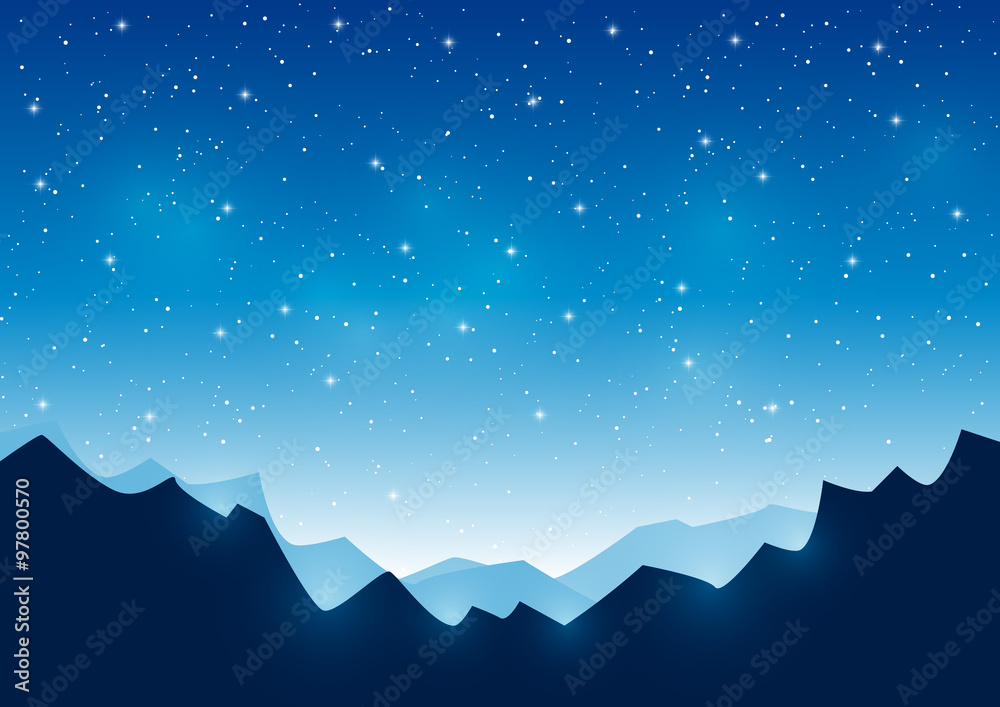 Obraz premium Mountains on starry sky background