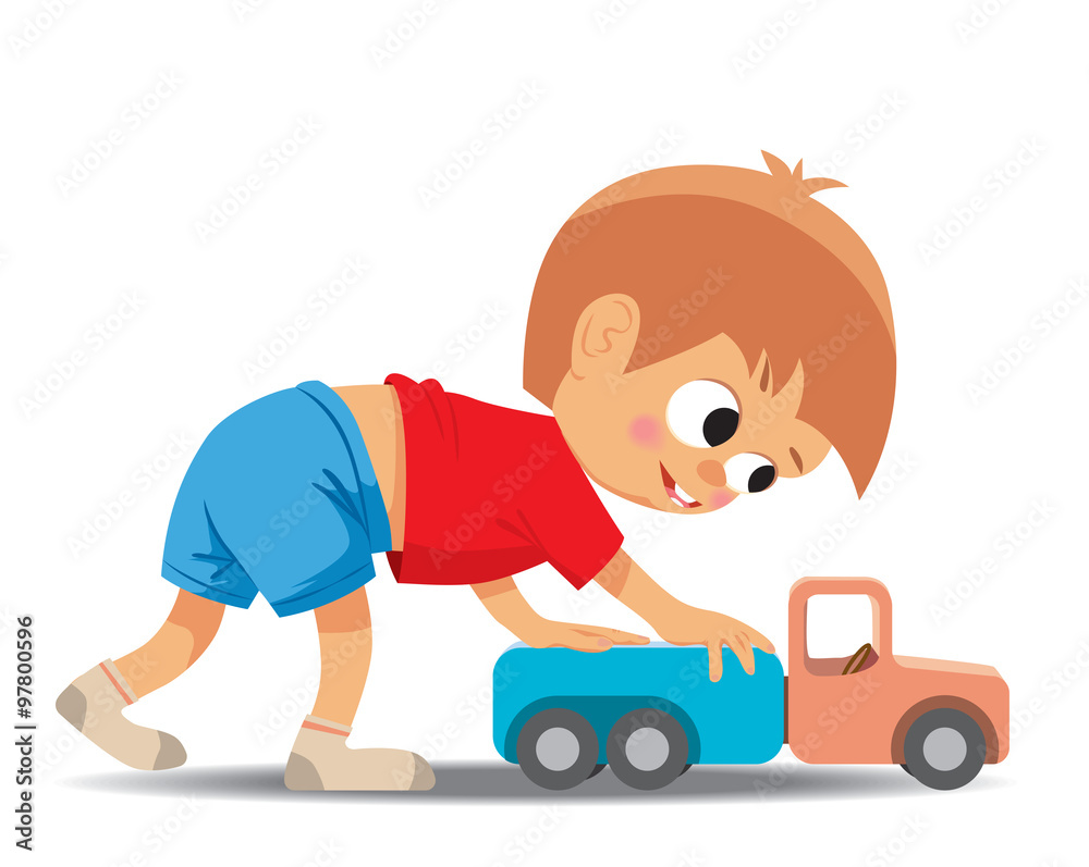 Little boy plays toy car Little boy plays toy car