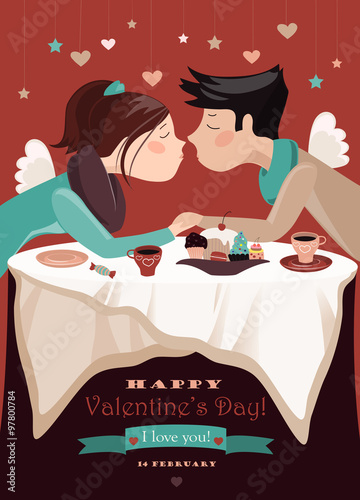 Couple in love celebrating Valentines Day