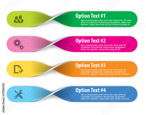 Set of infographics elements in the form of paper tapes for a va