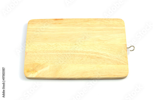 wooden cutting board on white background