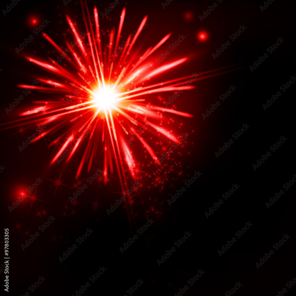 Red fireworks on dark night background Red fireworks on dark night background