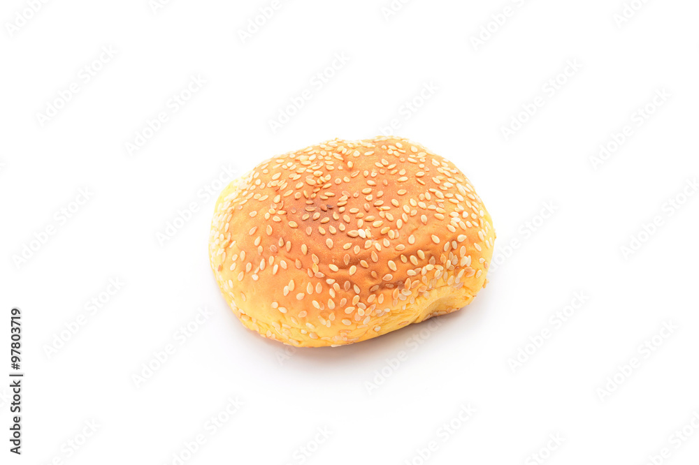 buns sprinkled with sesame seeds on a white background