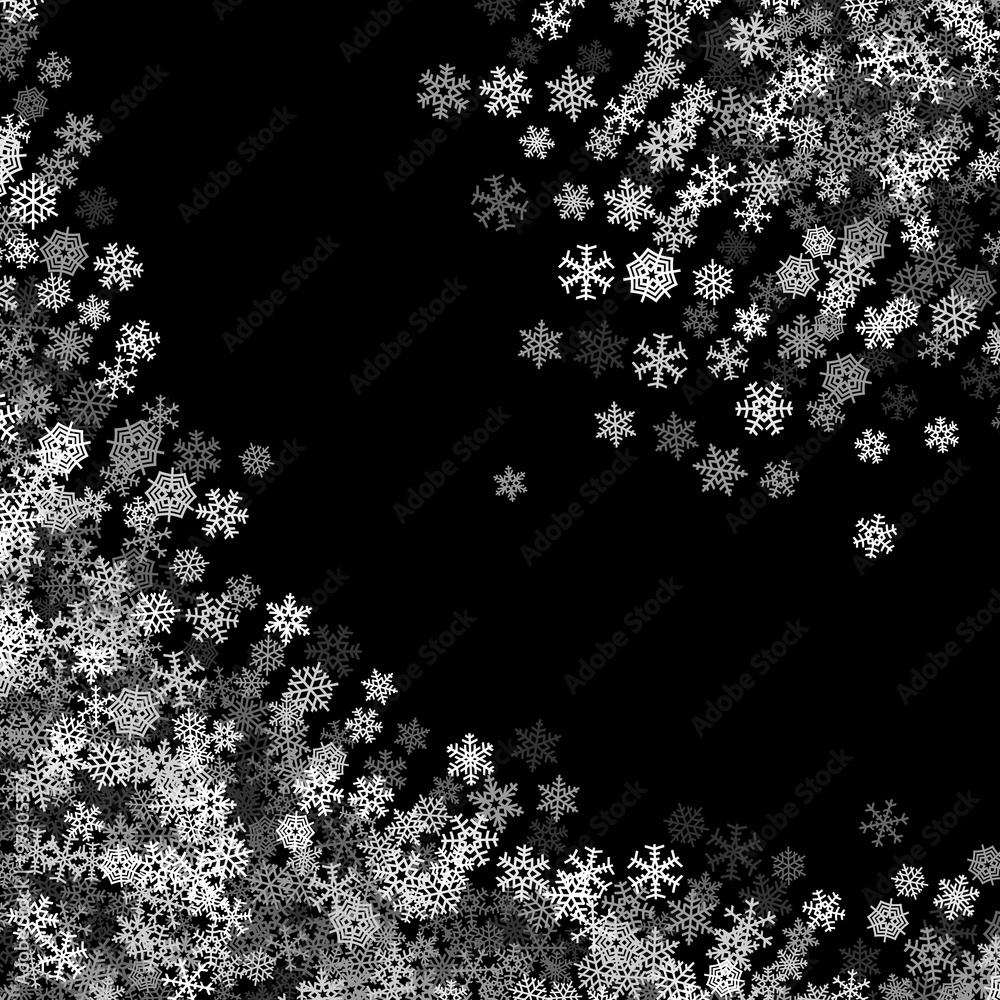 Snowfall with random snowflakes in the dark Snowfall with random snowflakes in the dark
