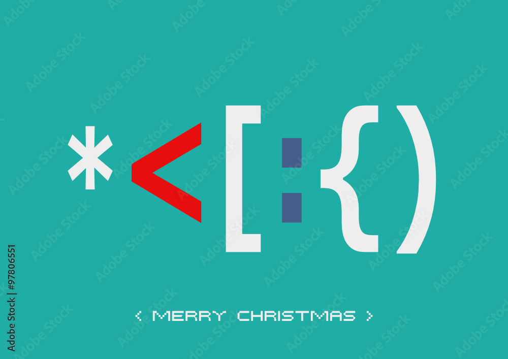 ASCII Art Karte Merry Christmas bunt Stock Vector Adobe Stock
