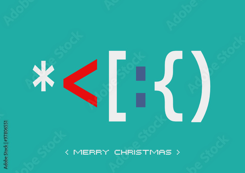 ASCII Art - Karte - Merry Christmas bunt