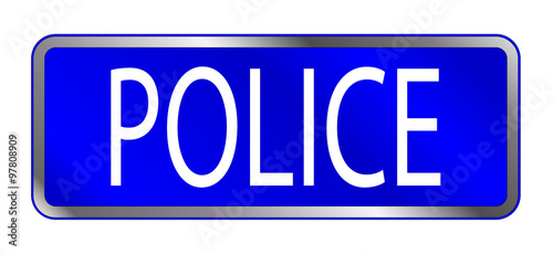 Blue Isolated Police Sign