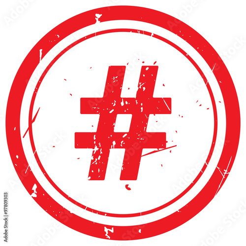 Red Hashtag rubber stamp