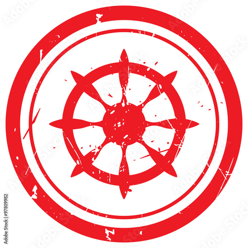 Red Boat Wheel rubber stamp