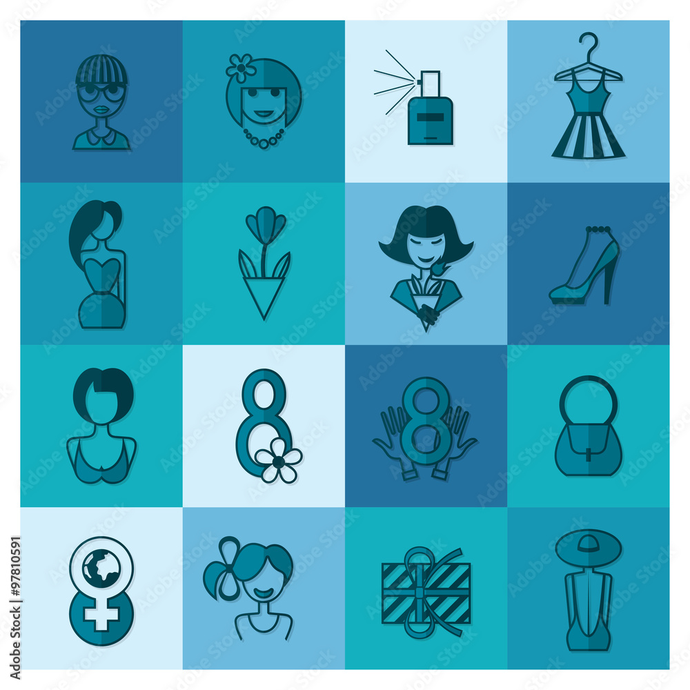 Womans Day Icon Set Womans Day Icon Set