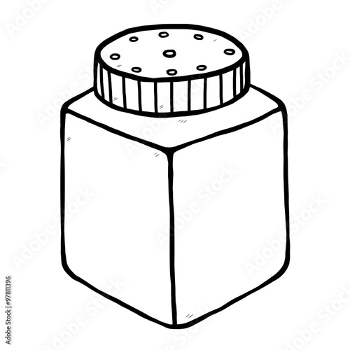 powder bottle / cartoon vector and illustration, black and white, hand drawn, sketch style, isolated on white background.