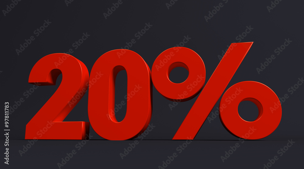 Red 3d 20% text on dark background. See whole set for other numbers.
Red 3d 20% text on dark background. See whole set for other numbers.