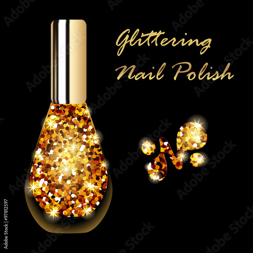Vector illustration of gold nail polish