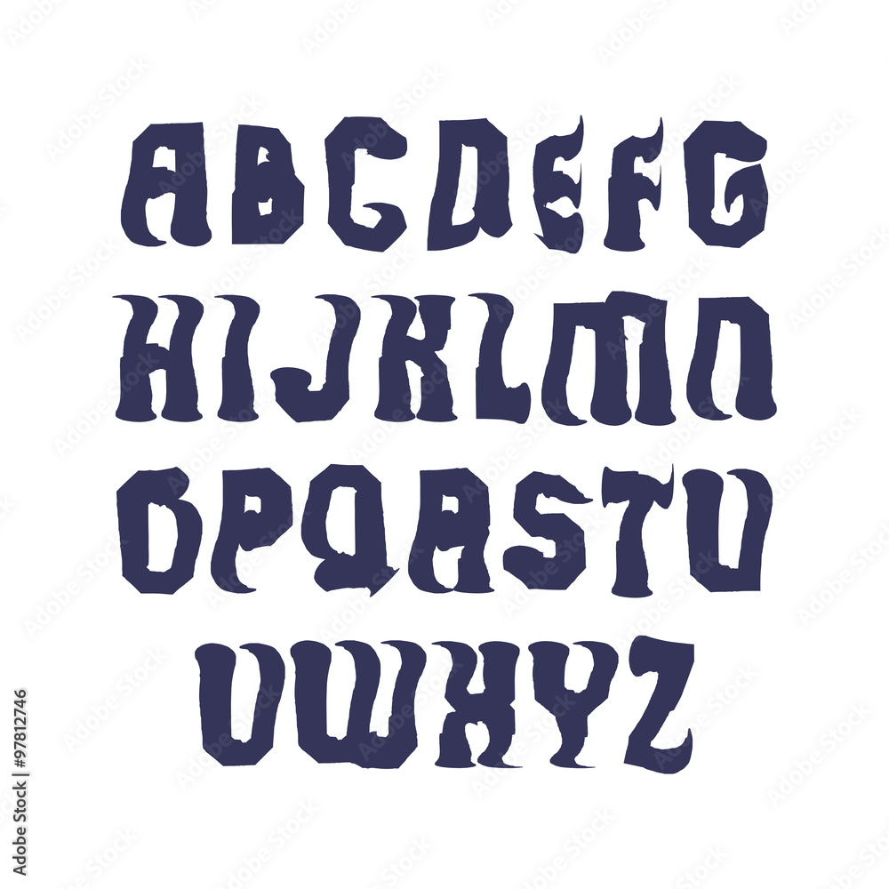 Uppercase calligraphic letters drawn with ink brush, vector Uppercase calligraphic letters drawn with ink brush, vector