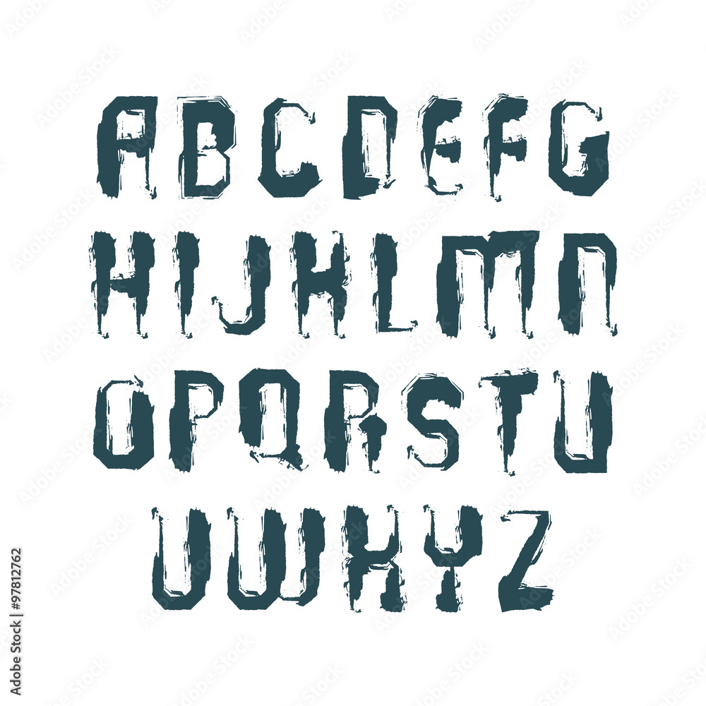 Vector stylish brush uppercase letters, handwritten font