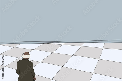 Rear of Man in Empty Room