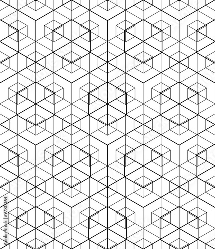 Geometric seamless pattern, endless black and white vector regular