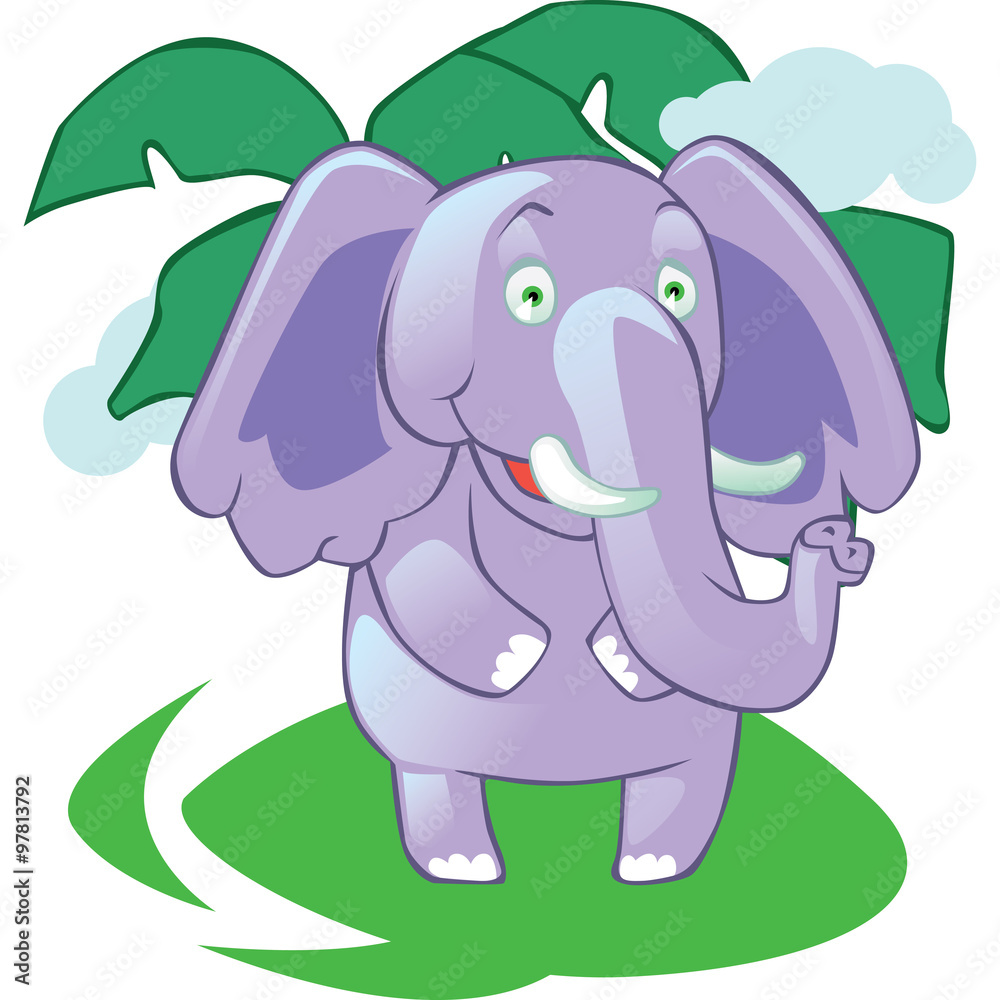 Fototapeta premium Cartoon elephant mascot on isolated background