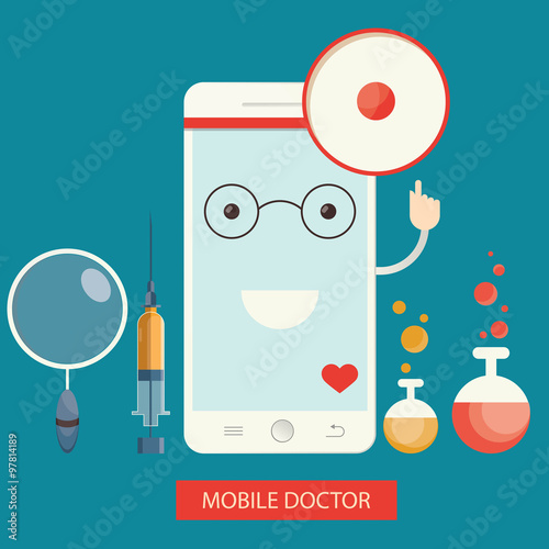 Moden vector illustration of mobile healthcare services,  online