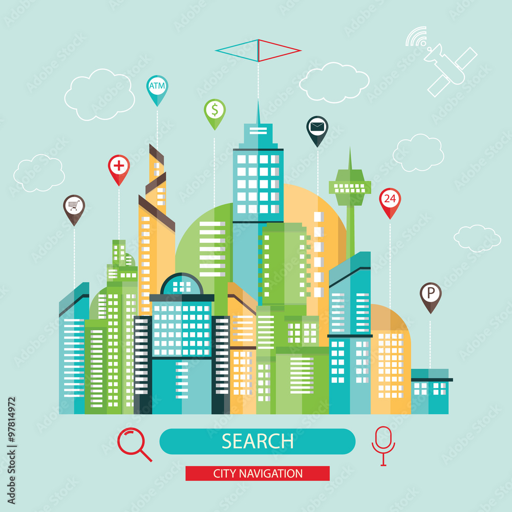Modern vector illustration of city navigation