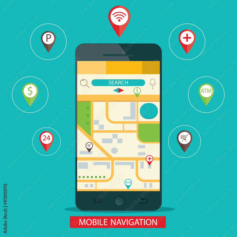 Modern vector illustration of mobile navigation Modern vector illustration of mobile navigation