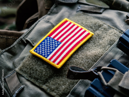 U.S. Flag On The Bulletproof Vest