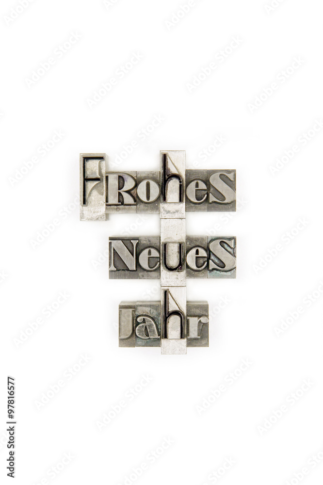 Frohes Neues Jahr - caracteres d'imprimerie en plomb Frohes Neues Jahr - caracteres d'imprimerie en plomb
