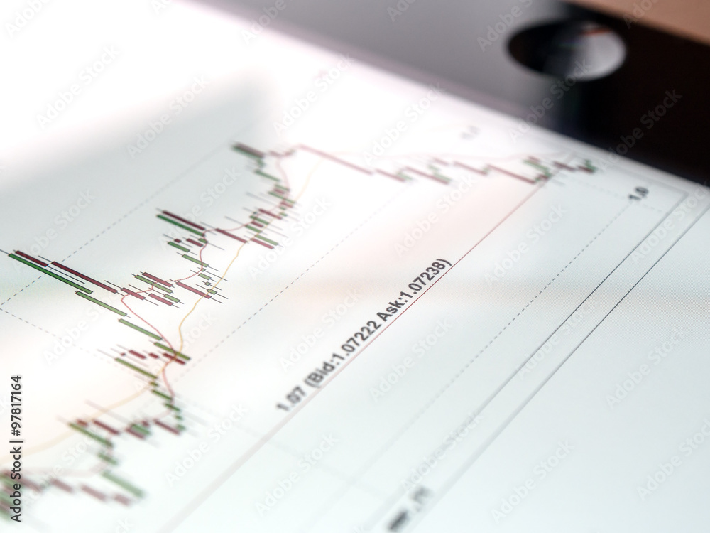 Digital currency market chart on tablet screen Digital currency market chart on tablet screen