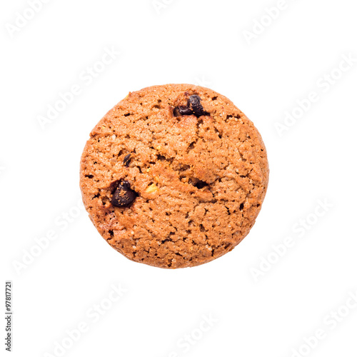 Chocolate cookie biscuits isolated on white background