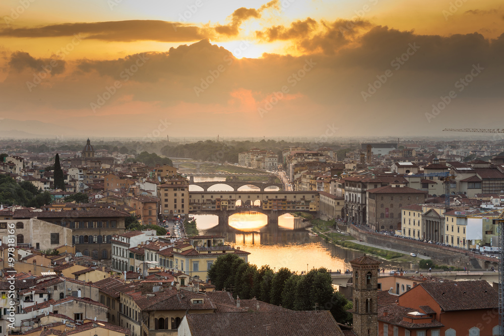 View of Florence after sunset from Piazzale Michelangelo, Floren