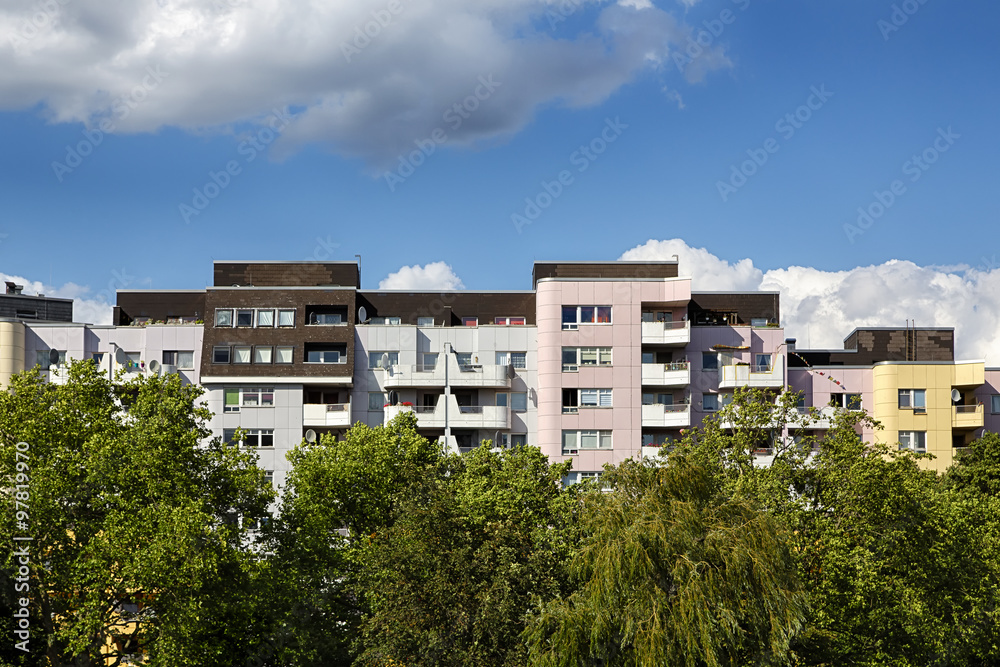 public housing with trees in berlin kreuzberg