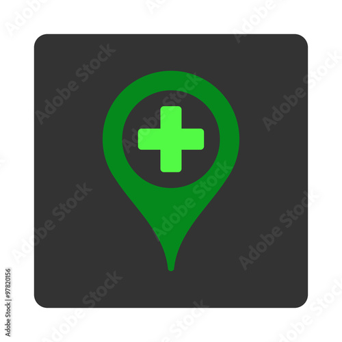 Hospital Map Pointer Flat Button