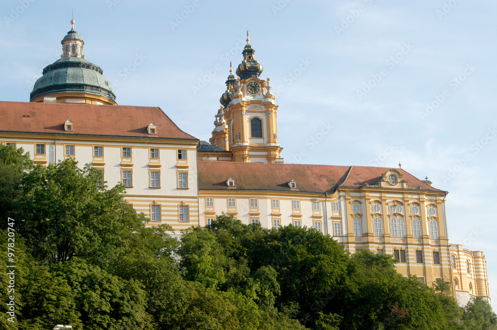 A view of the ancient monastery of Melk on the Danube in Austria
