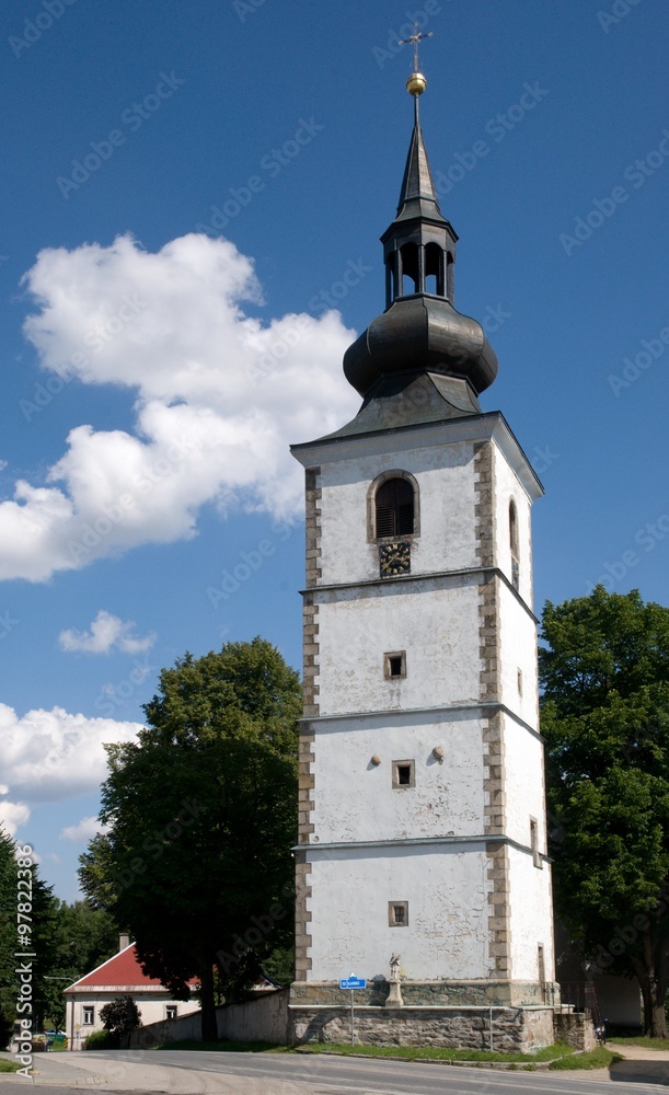 Historic belfry in Stare Mesto pod Landstejnem, southern Bohemia, Czech republic Historic belfry in Stare Mesto pod Landstejnem, southern Bohemia, Czech republic