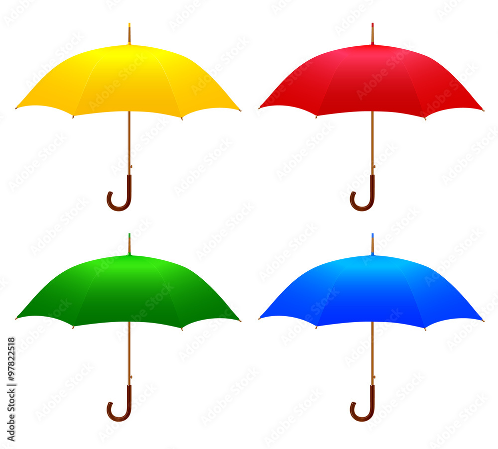 Set of colored umbrellas.Isolated on white background
