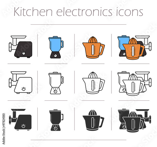 Kitchen electronics icons set
