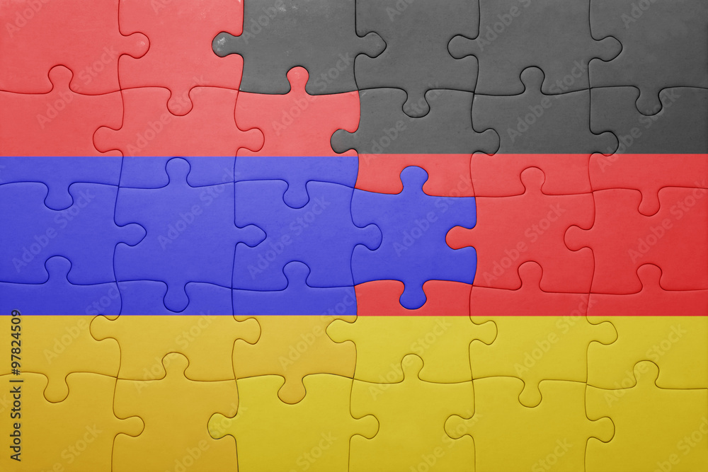 puzzle with the national flag of armenia and germany puzzle with the national flag of armenia and germany