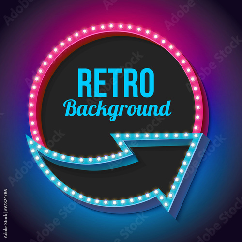 Night retro background with lights