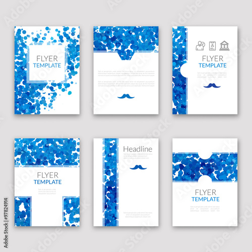 Set of brochures in Dotted Blue style. Beautiful frames and backgrounds. Company Style for Brandbook and Guideline Identity