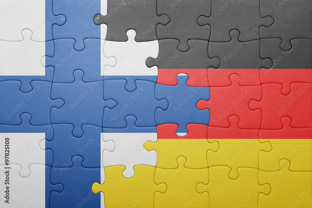 puzzle with the national flag of finland and germany puzzle with the national flag of finland and germany