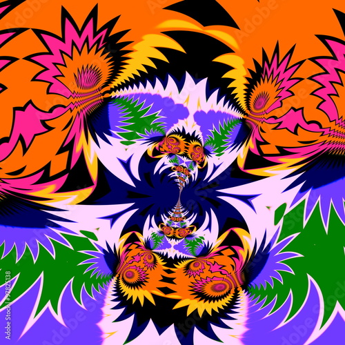 Psychedelic fractal shock pattern. Abstract dizzy design. Warp.