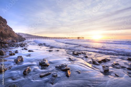 Beautiful southern California coastline at sunset