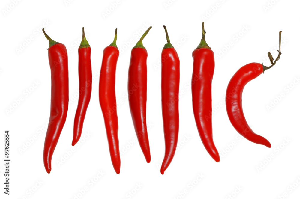 Red Hot Peppers isolated on white
