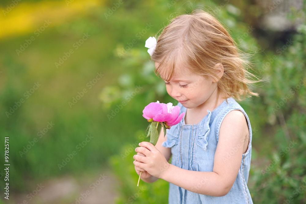 portrait of little girl outdoors in summer portrait of little girl outdoors in summer