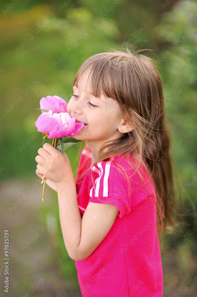 portrait of little girl outdoors in summer portrait of little girl outdoors in summer