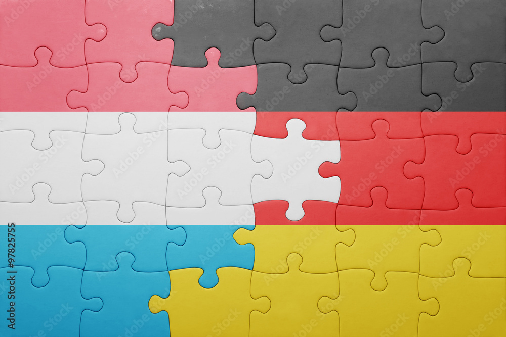 puzzle with the national flag of luxembourg and germany puzzle with the national flag of luxembourg and germany